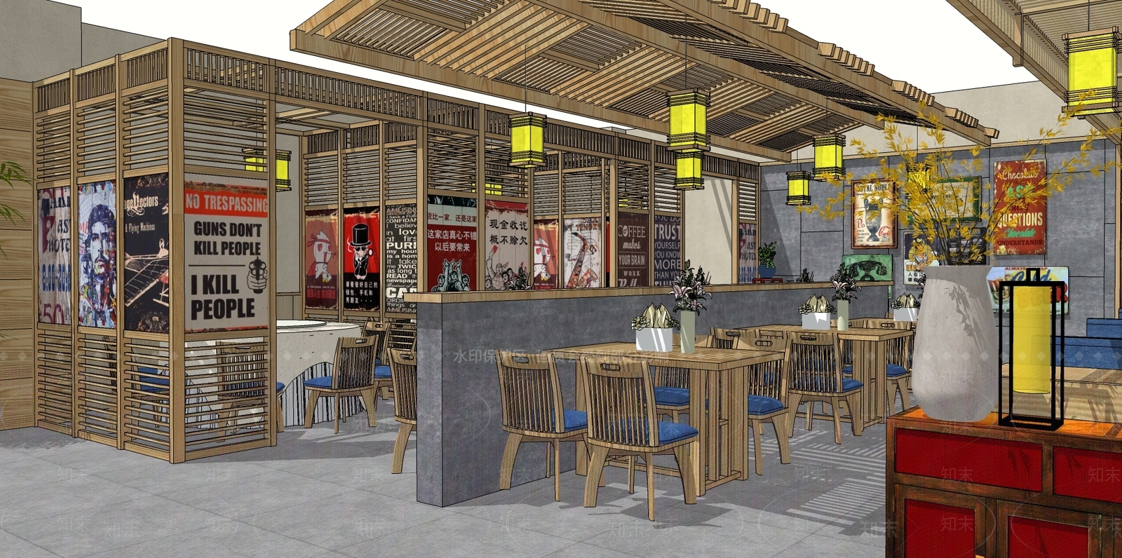 中式中餐厅SU模型下载【ID:935099080】