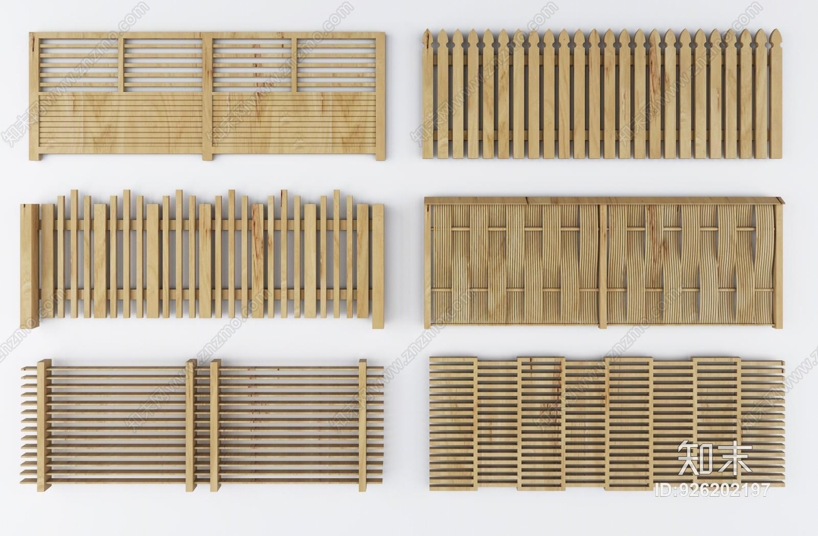 现代木质围栏篱笆模型3D模型下载【ID:926202197】