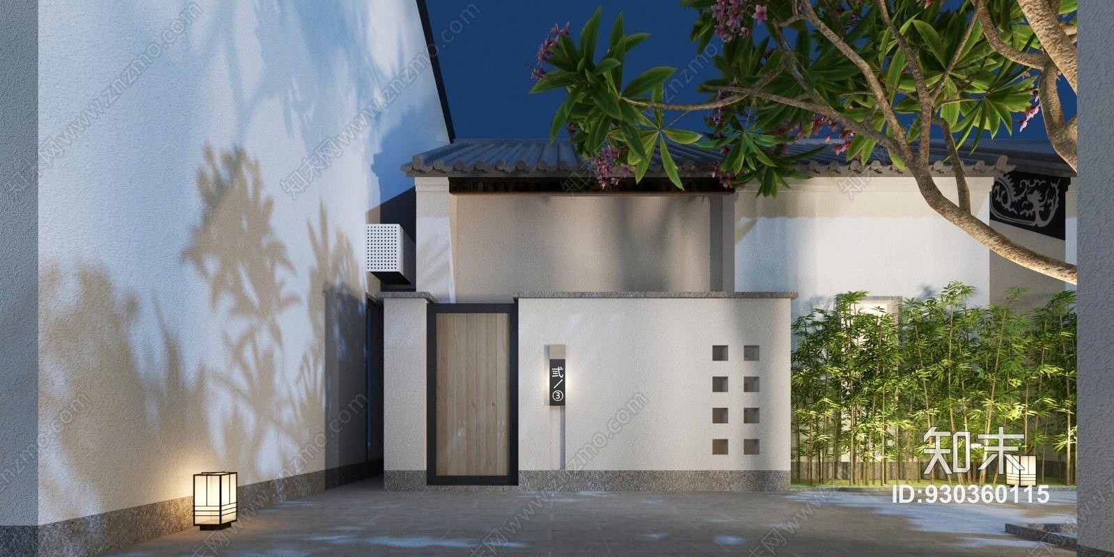 中式旧别苑改造工程门口外观3D模型下载【ID:930360115】